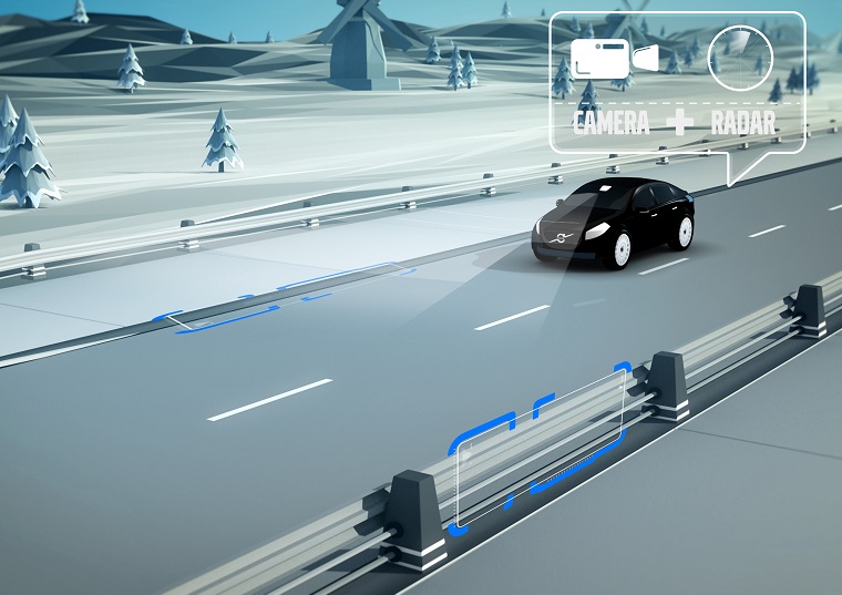 System wykrywający krawędź jezdni i bariery - Volvo