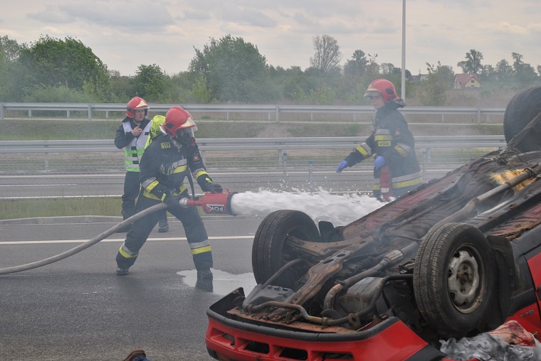 Symulacja karambol na węźle Opacz. Fot. Łukasz Zboralski/brd24.pl