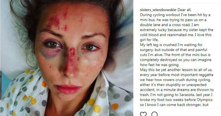 Anna Wierzbowska, wioślarka potrącona przez kierowcę. Żródło: Instagram