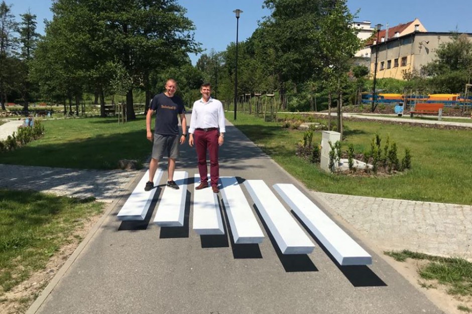 Zebra 3D na ścieżce rowerowej w Lidzbarku Warmińskim. Źródło: UM Lidzbark Warmiński