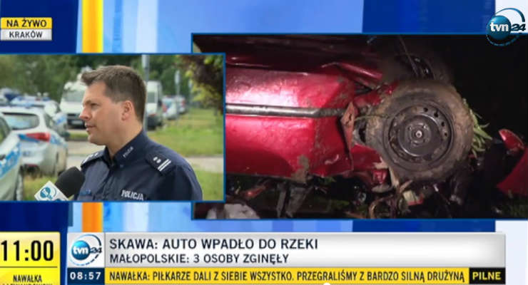 Troje nastolatków zginęło w nocy w wypadku w miejscowości Skawa. Źródło: TVN24