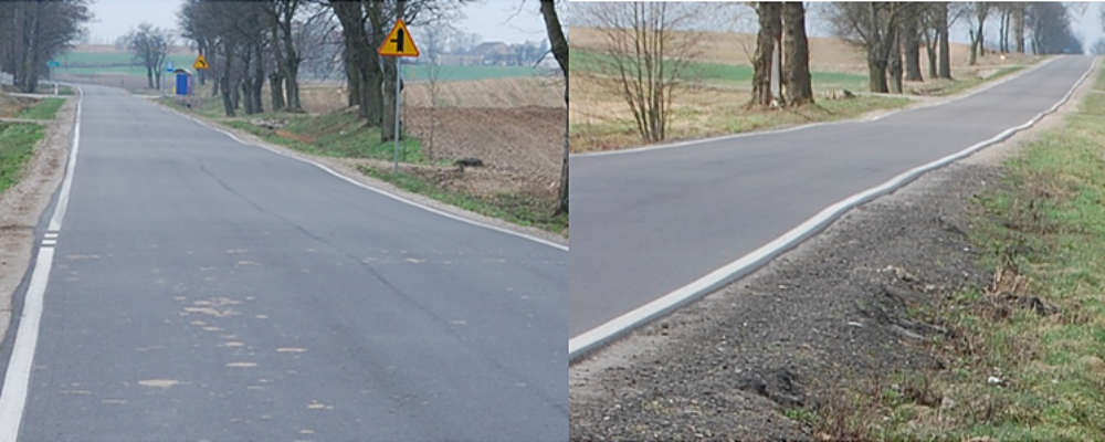 Falująca nawierzchnia zmodernizowanej drogi w powiecie rypińskim. Fot. Materiały kontrolne NIK