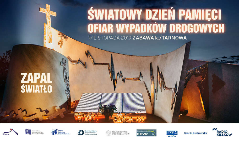 Światowy Dzień Pamięci Ofiar Wypadków Drogowych - plakat zapowiadający wydarzenie w Zabawie w 2019 r.