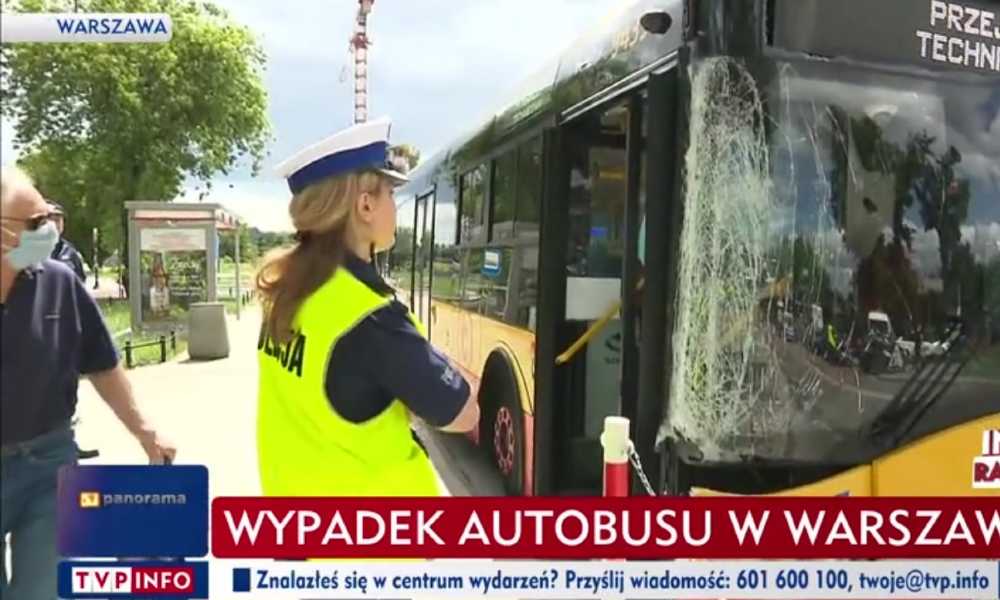 Wypadek autobusu w stolicy. Źródło: TVP Info