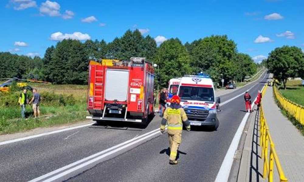 Miejsce wypadku w miejscowości Lubienia Fot. KW PSP w Kielcach 