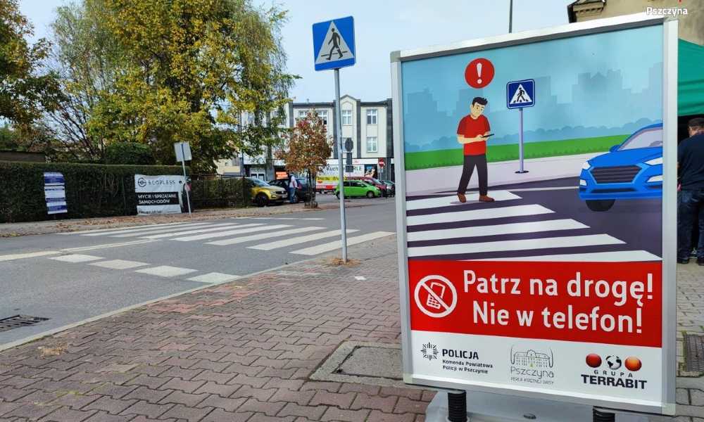 Kampania dla pieszych w Pszczynie Fot. KPP Pszczyna