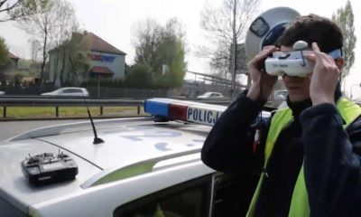 Test wykorzystania drona do nadzoru na drodze przez śląskich policjantów Fot. Policja