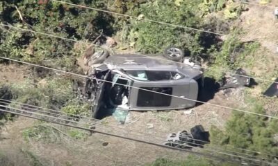 Samochód Tigera Woodsa po wypadku. Źródło: YouTube