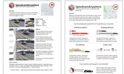 Przykładowy raport o przekroczeniu prędkości przygotowany za pomocą aplikacji Speedcam Anywhere Źródło: Speedcamanywhere.com