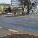 Blue box namalowany na skrzyżowaniu w Szczecinie Źródło: Facebook/Piotr Krzystek