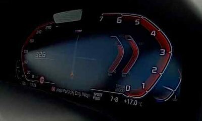 Kadr z filmu zamieszczonego przez firmę Mobile Coders z testu osiągnięć BMW - kierowca jechał 326 km/h po drodze pod Warszawą Źródło: X/bandyci z kamerką