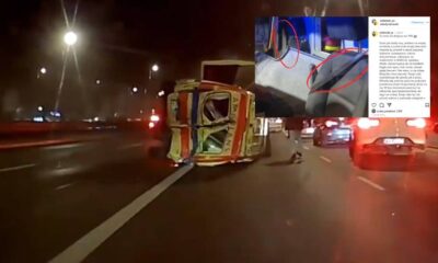 Wypadek z udziałem karetki w Warszawie i zdjęcie pasów, które były niepoprawnie zapięte - za fotelami Źródło: Instagram/niebieski_ja i mlody ratownik