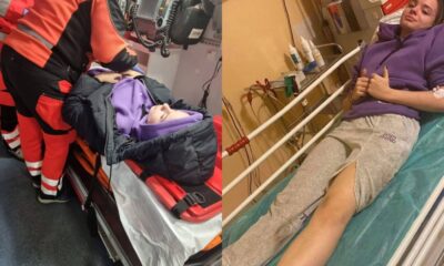 16-letnia Zosia Świstek w karetce tuż p wypadku i w szpitalu, gdzie przeszła operację Fot. arch. rodzinne